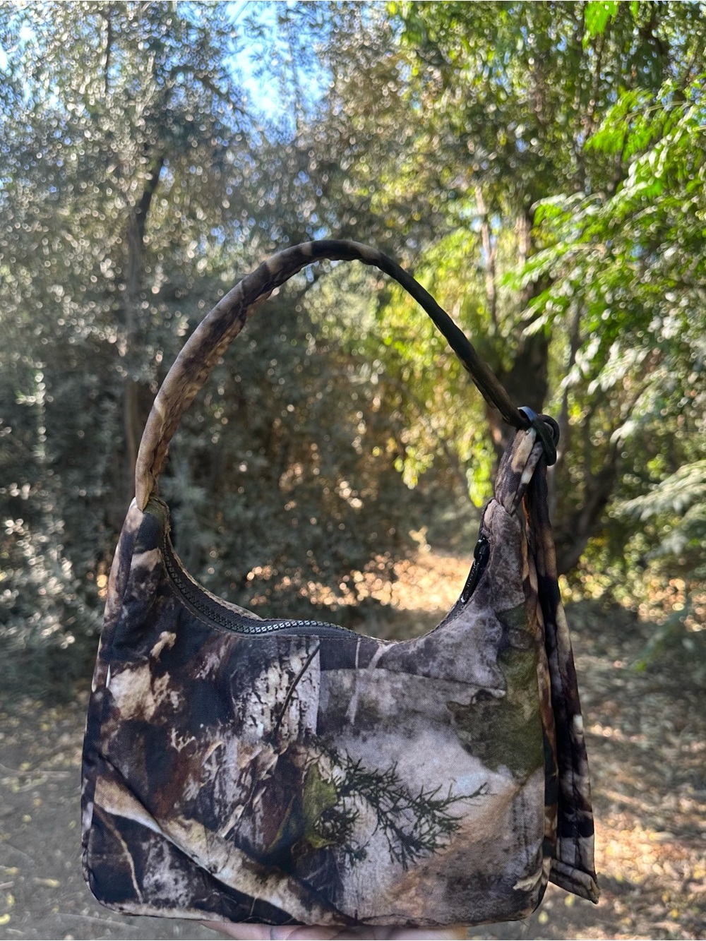 Camouflage Print Hobo Shoulder Bag - Brown/Green